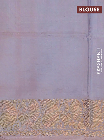 Banana pith saree maroon and pastel grey with thread woven buttas and zari woven border