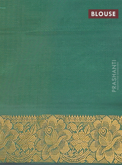 Banana pith saree mango yellow and green with thread woven buttas and zari woven border