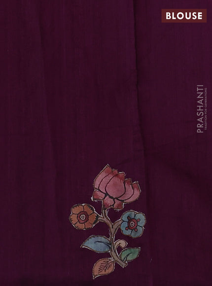 Semi tussar saree purple with kalamkari applique work