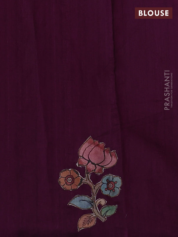 Semi tussar saree purple with kalamkari applique work
