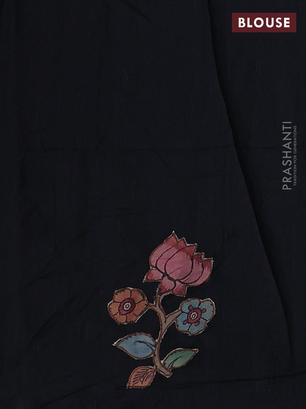 Semi tussar saree black with kalamkari applique work