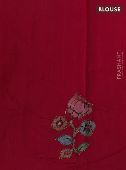 Semi tussar saree dark pink with kalamkari applique work