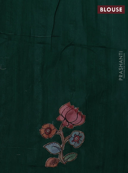 Semi tussar saree green with kalamkari applique work