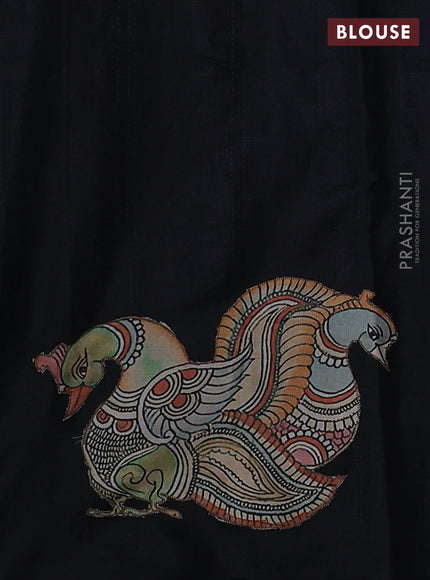 Semi tussar saree black with kalamkari applique work