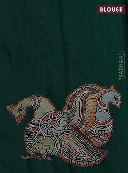 Semi tussar saree green with kalamkari applique work