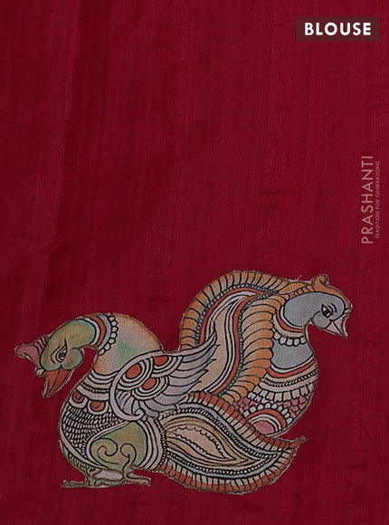 Semi tussar saree maroon with kalamkari applique work