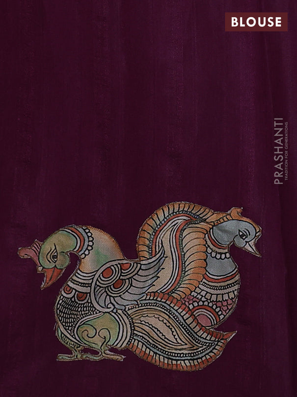 Semi tussar saree purple with kalamkari applique work