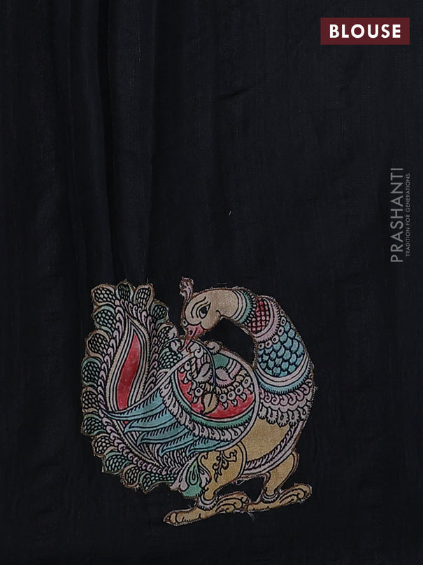 Semi tussar saree black with kalamkari applique work