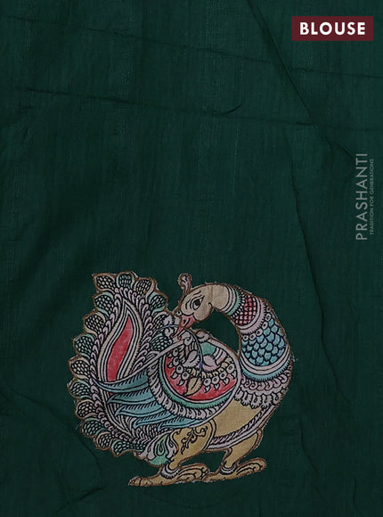 Semi tussar saree green with kalamkari applique work