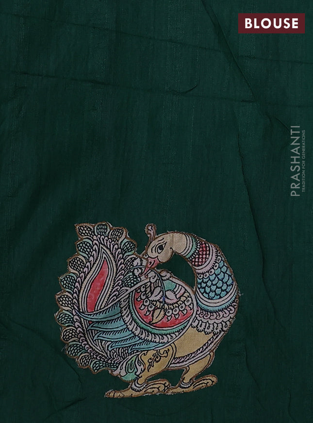 Semi tussar saree green with kalamkari applique work