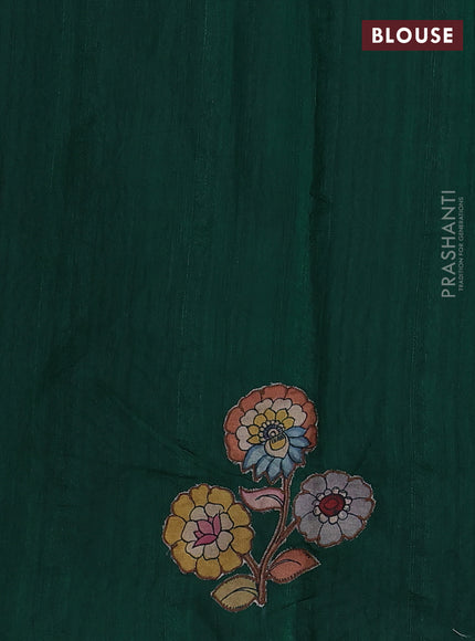 Semi tussar saree green with kalamkari applique work
