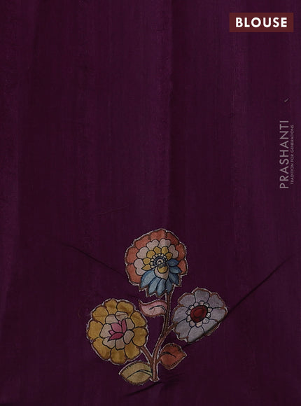 Semi tussar saree purple with kalamkari applique work