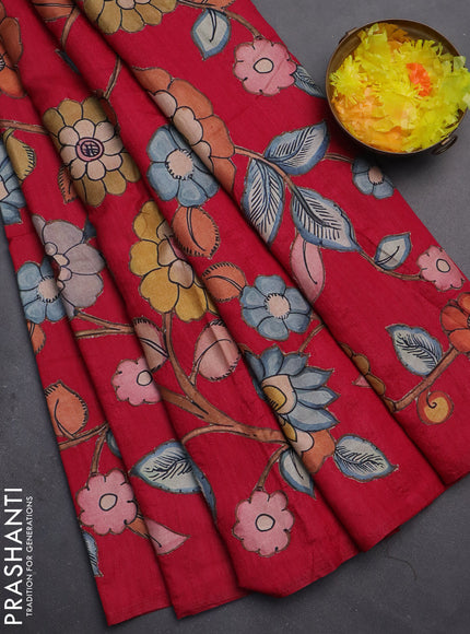 Semi tussar saree pink with kalamkari applique work