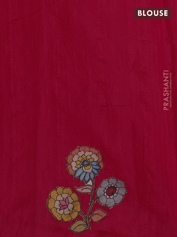 Semi tussar saree pink with kalamkari applique work