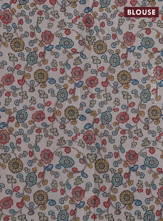 Semi tussar saree maroon and beige with kalamkari applique work