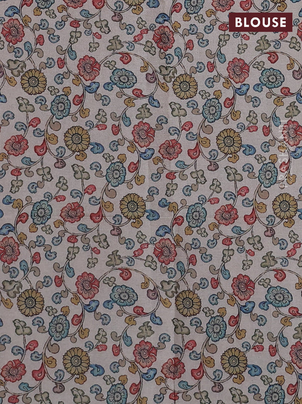 Semi tussar saree maroon and beige with kalamkari applique work