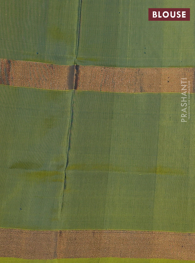 Pure uppada silk saree peacock blue and dual shade of mustard with zari woven floral buttas and long zari woven border