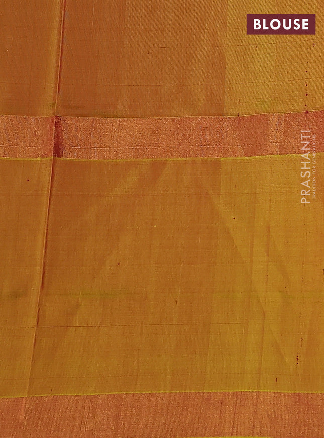 Pure uppada silk saree maroon and dual shade of mustard with zari woven floral buttas and long zari woven border