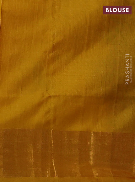 Pure uppada silk saree maroon and mustard yellow with jamdhani buttas and jamdhani design pallu