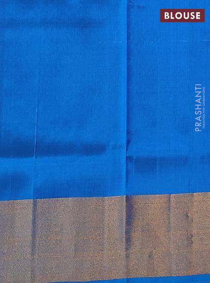 Pure uppada silk saree violet and cs blue with silver & gold zari woven buttas and zari woven border