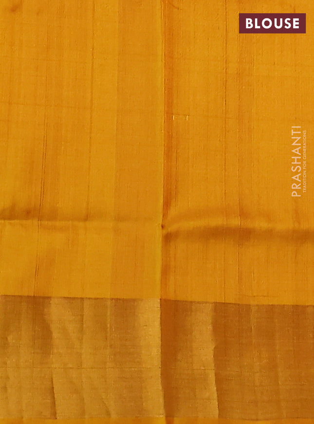 Pure uppada silk saree red and mustard yellow with silver & gold zari woven buttas and zari woven border