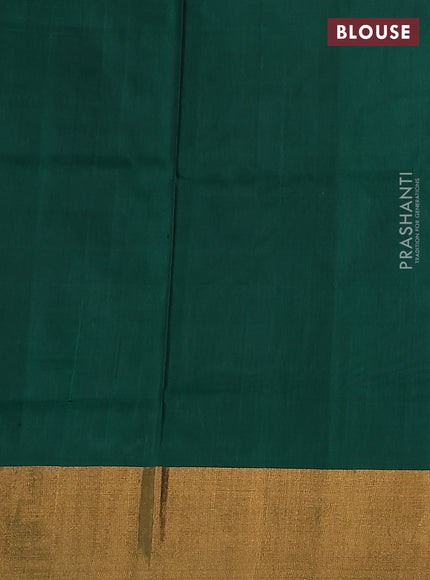 Pure uppada silk saree grey and green with silver & gold zari woven buttas and zari woven border