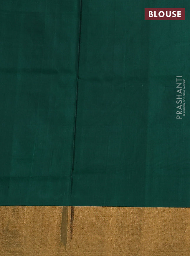 Pure uppada silk saree grey and green with silver & gold zari woven buttas and zari woven border