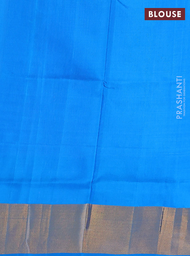 Pure uppada silk saree lotus pink and cs blue with silver & gold zari woven buttas and zari woven border