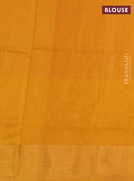 Pure uppada silk saree red and mustard yellow with silver & gold zari woven buttas and long zari woven border