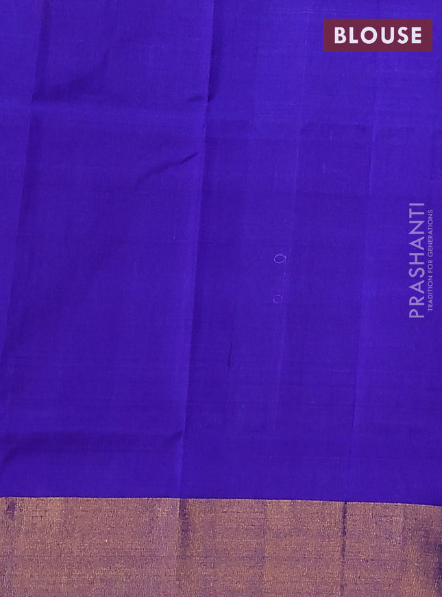 Pure uppada silk saree cs blue and blue with silver & gold zari woven buttas and long zari woven butta border