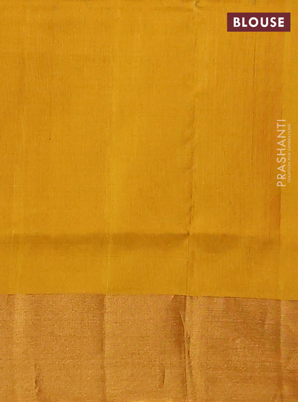 Pure uppada silk saree purple and yellow with silver & gold zari woven temple buttas and temple design zari woven border