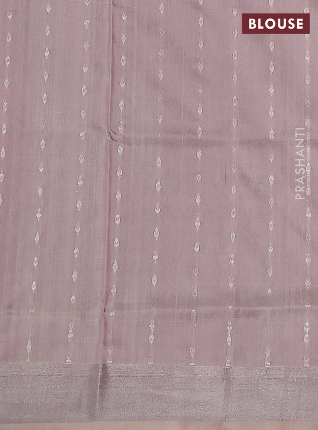 Pure uppada silk saree purple with allover silver zari woven buttas and silver zari woven border