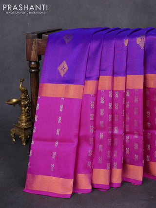 Pure uppada silk saree purple and pink with zari woven buttas and long zari woven butta border