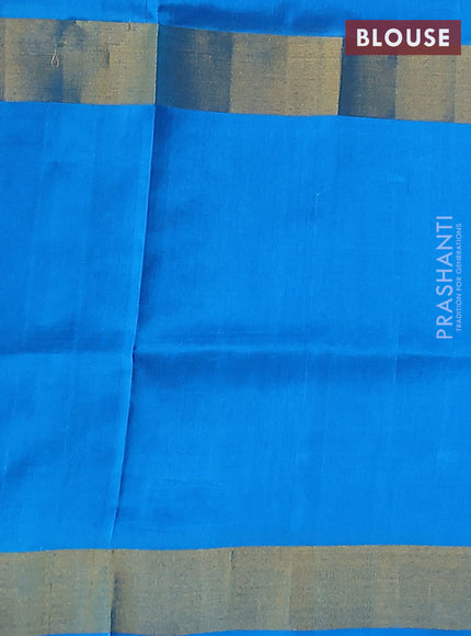 Pure uppada silk saree blue and cs blue with zari woven buttas and long zari woven butta border