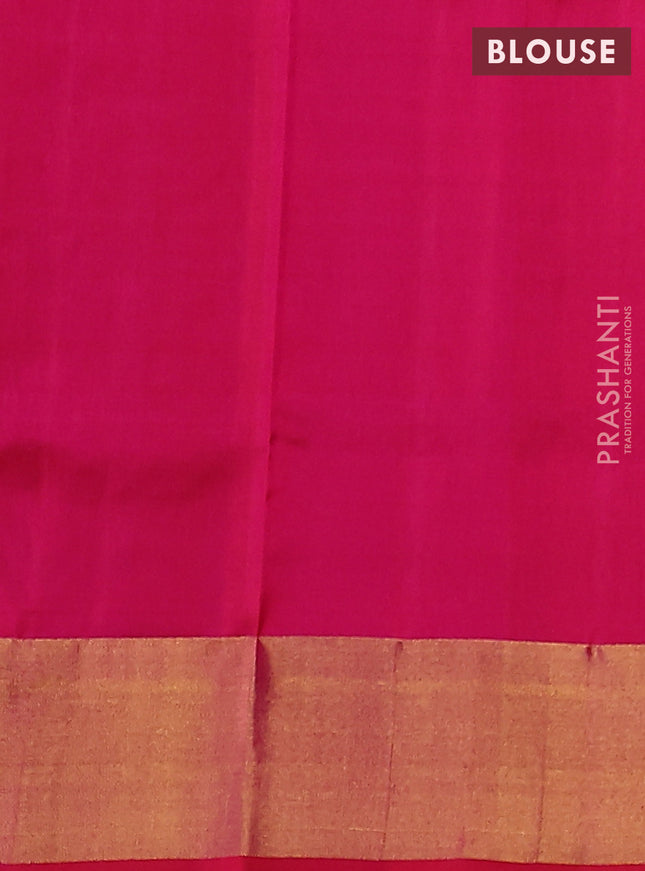 Pure uppada silk saree pink with silver & gold zari woven paisley buttas and zari woven border