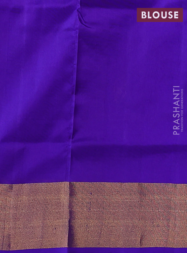 Pure uppada silk saree royal blue with silver & gold zari woven paisley buttas and zari woven border