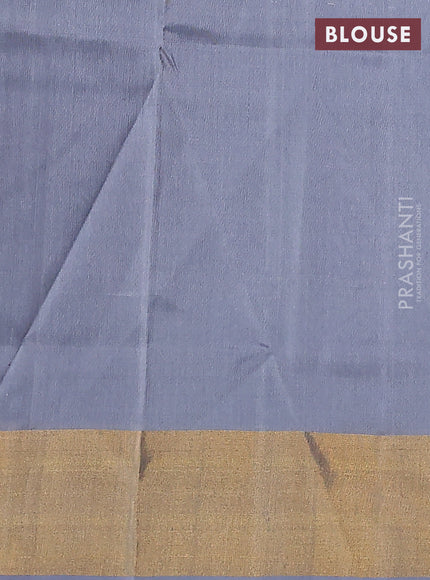 Pure uppada silk saree grey with silver & gold zari woven paisley buttas and zari woven border