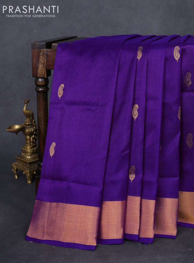 Pure uppada silk saree purple with zari woven paisley buttas and zari woven border