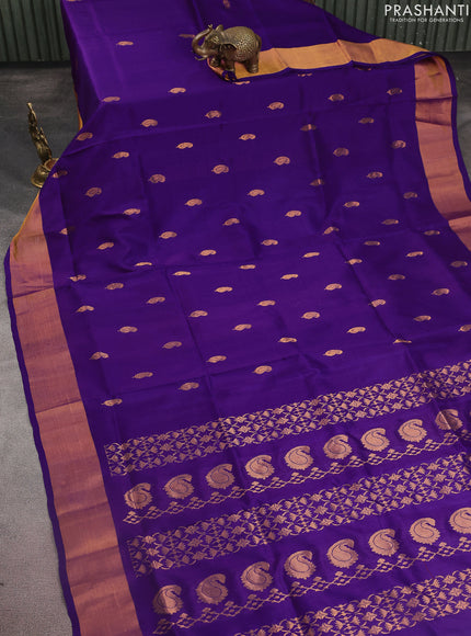 Pure uppada silk saree purple with zari woven paisley buttas and zari woven border