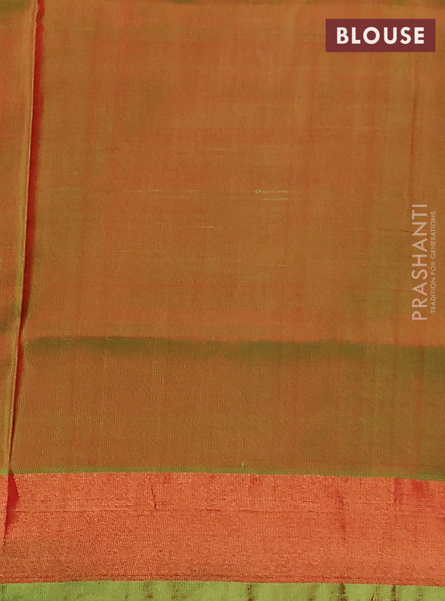 Pure uppada silk saree red and dual shade of green with jamdhani buttas and jamdhani design pallue