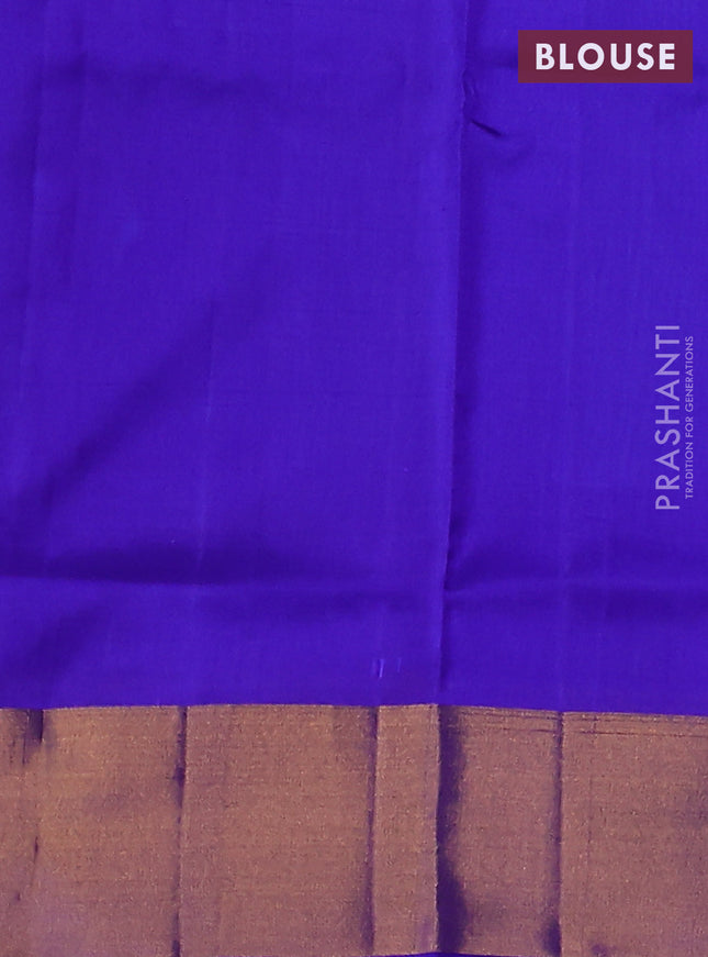 Pure uppada silk saree cs blue and blue with silver & gold zari woven buttas and zari woven border