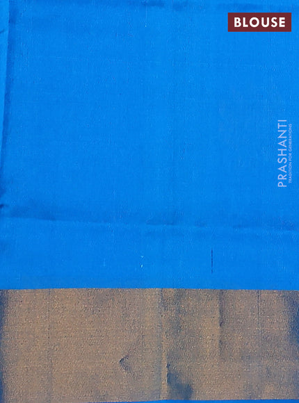Pure uppada silk saree cs blue with silver & gold zari woven floral buttas and zari woven border