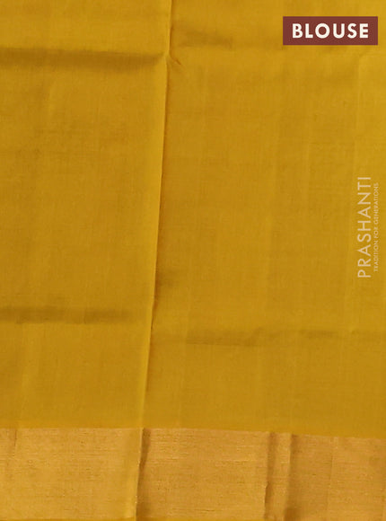 Pure uppada silk saree violet and mustard yellow with silver & gold zari woven buttas and zari woven border