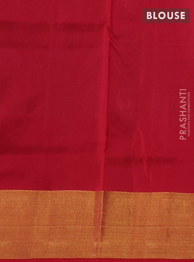 Pure uppada silk saree bluish grey and red with allover silver & gold zari weaves and zari woven border