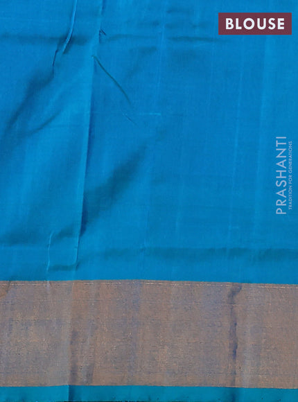 Pure uppada silk saree blue and teal blue with floral jamdhani buttas and jamdhani design pallu