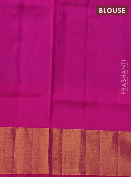 Pure uppada silk saree cs blue and pink with allover silver & gold zari weaves and zari woven border