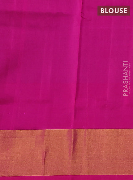 Pure uppada silk saree bluish grey and pink with allover silver & gold zari weaves and zari woven border