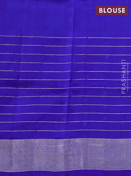 Pure uppada silk saree cs blue and blue with allover silver zari buttas and long silver zari woven border