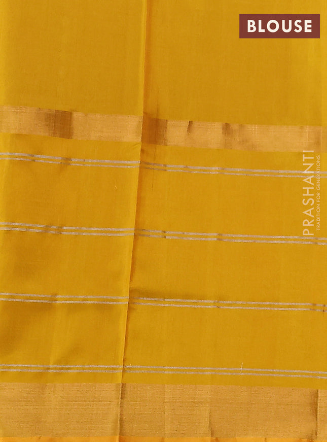 Pure uppada silk saree maroon and yellow with silver & gold zari weaves & buttas and long zari checked border