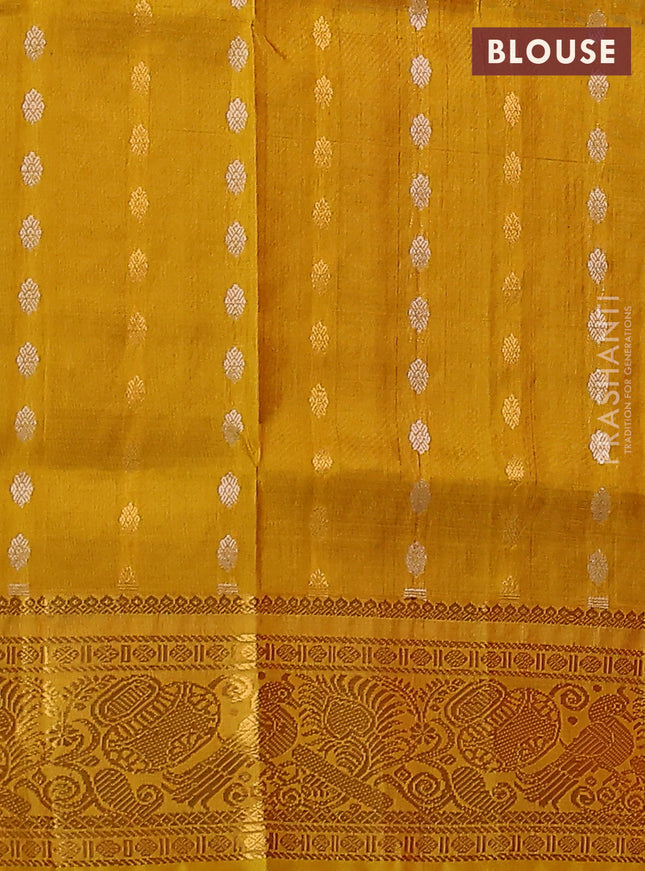 Pure uppada silk saree maroon and yellow with allover silver & gold zari woven buttas and zari woven border